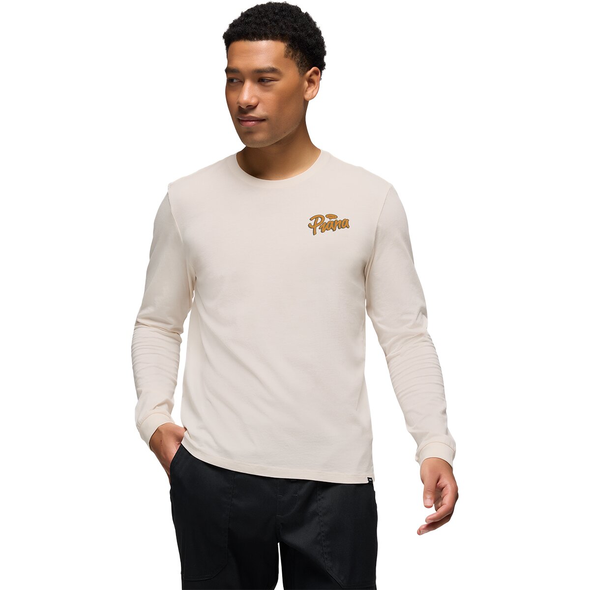 prAna Men's Everyday Graphic Long-Sleeve T-Shirt in Canvas Open Your Mind - Size: XL
