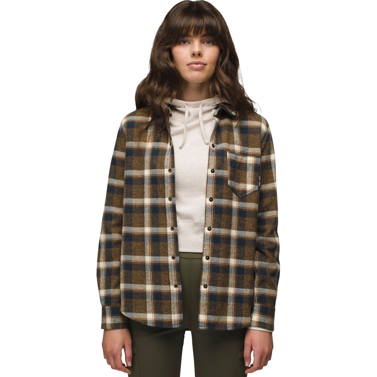 prAna Women's Golden Canyon Flannel Shirt in Earthbound - Size: Large