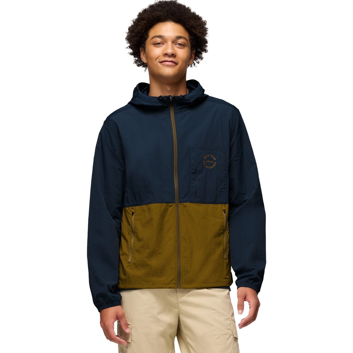 prAna Men's Encinitas Windbreaker in Retro Olive / Stormy Night - Size: XL