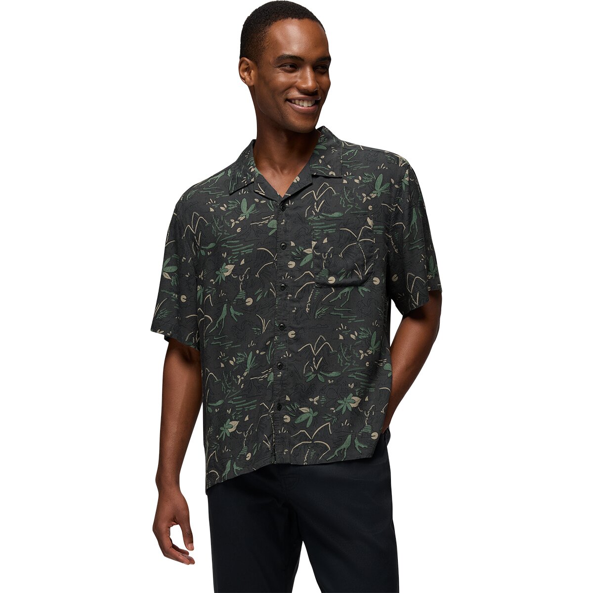 prAna Men's Peacepath Shirt in Black Vacation - Size: Large
