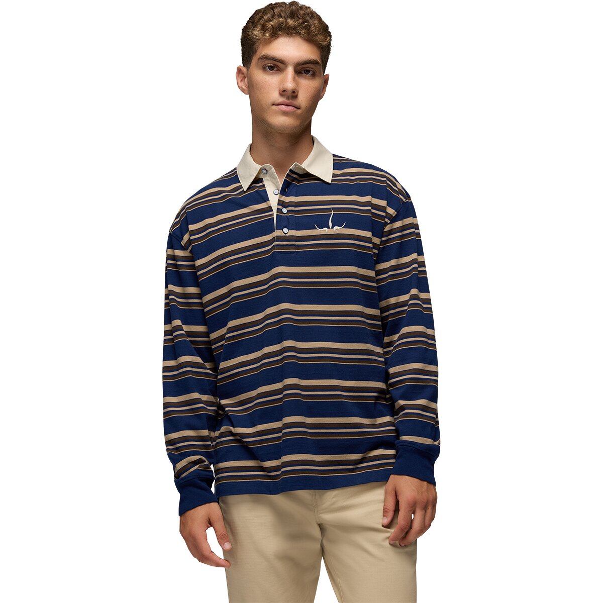 prAna Men's Rockblock Rugby Shirt in Capulet Blue - Size: Medium
