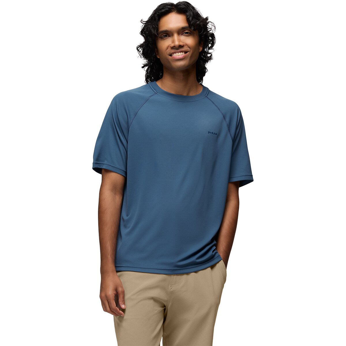 prAna Men's Sol Shade Short-Sleeve Crew in Bluff Blue - Size: Medium