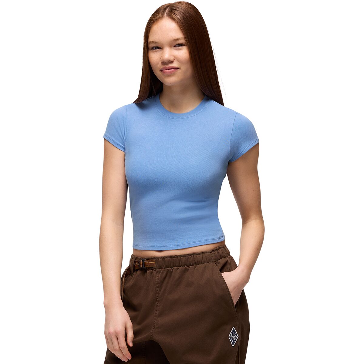 prAna Women's Baby Rib Short-Sleeve T-Shirt in Blue Vibes - Size: Large