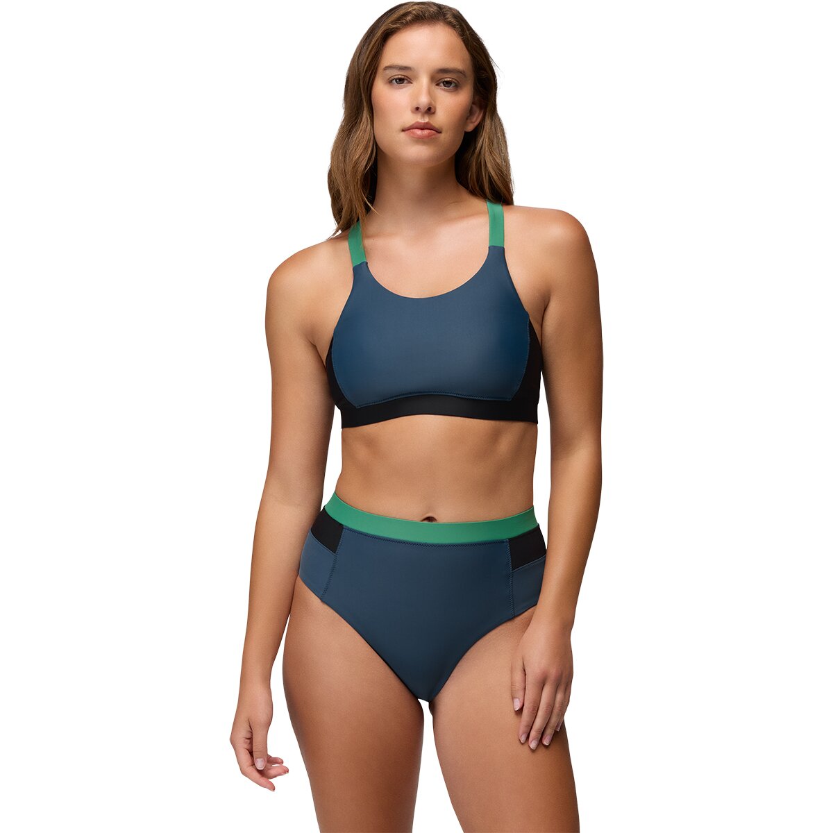 prAna Women's Baja Bound Sport Bikini Top in Bluff Blue - Size: Small