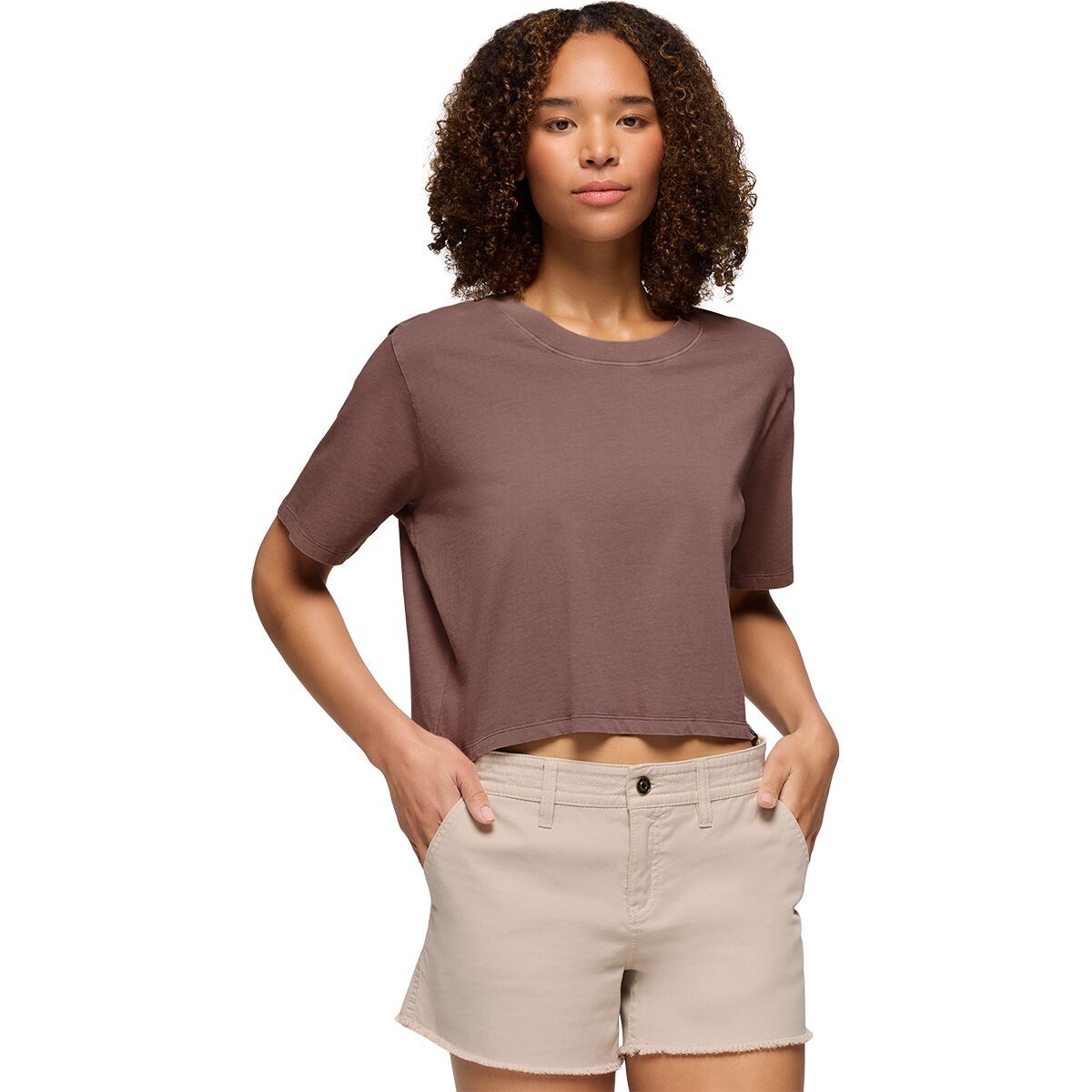 prAna Women's Everyday Crop T-Shirt in Rose Fire - Size: XL
