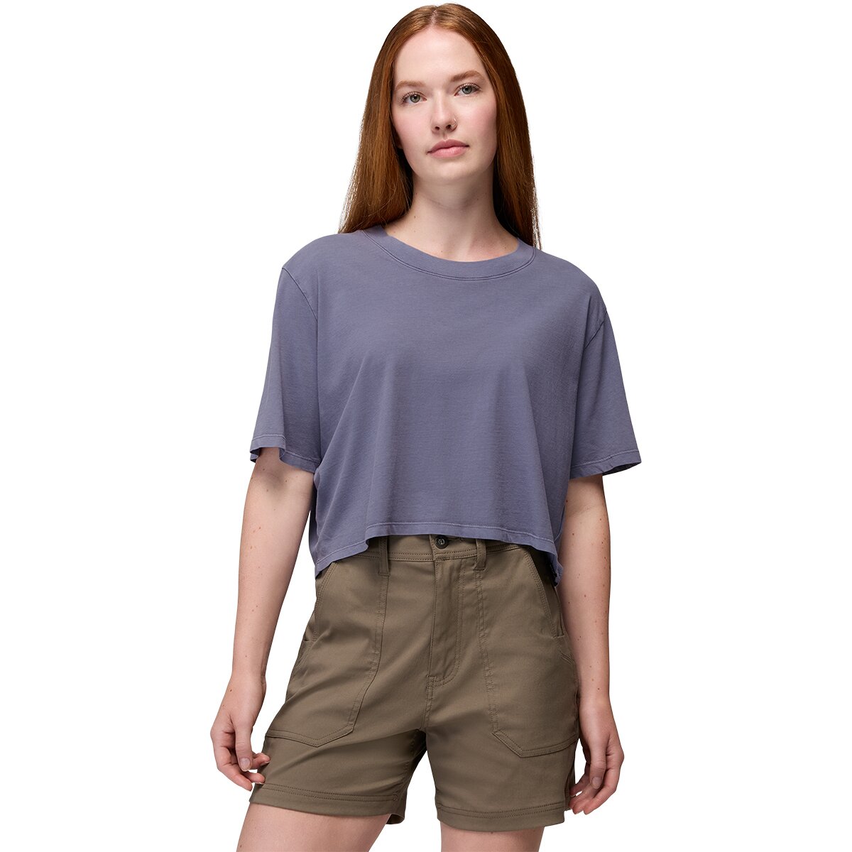 prAna Women's Everyday Crop T-Shirt in Taro - Size: Medium