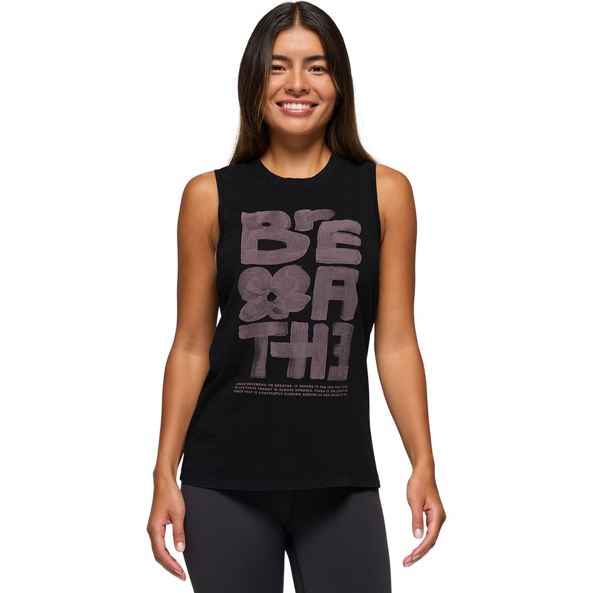 prAna Women's Everyday Graphic Tank Top in Black / Carob Breathe - Size: XS