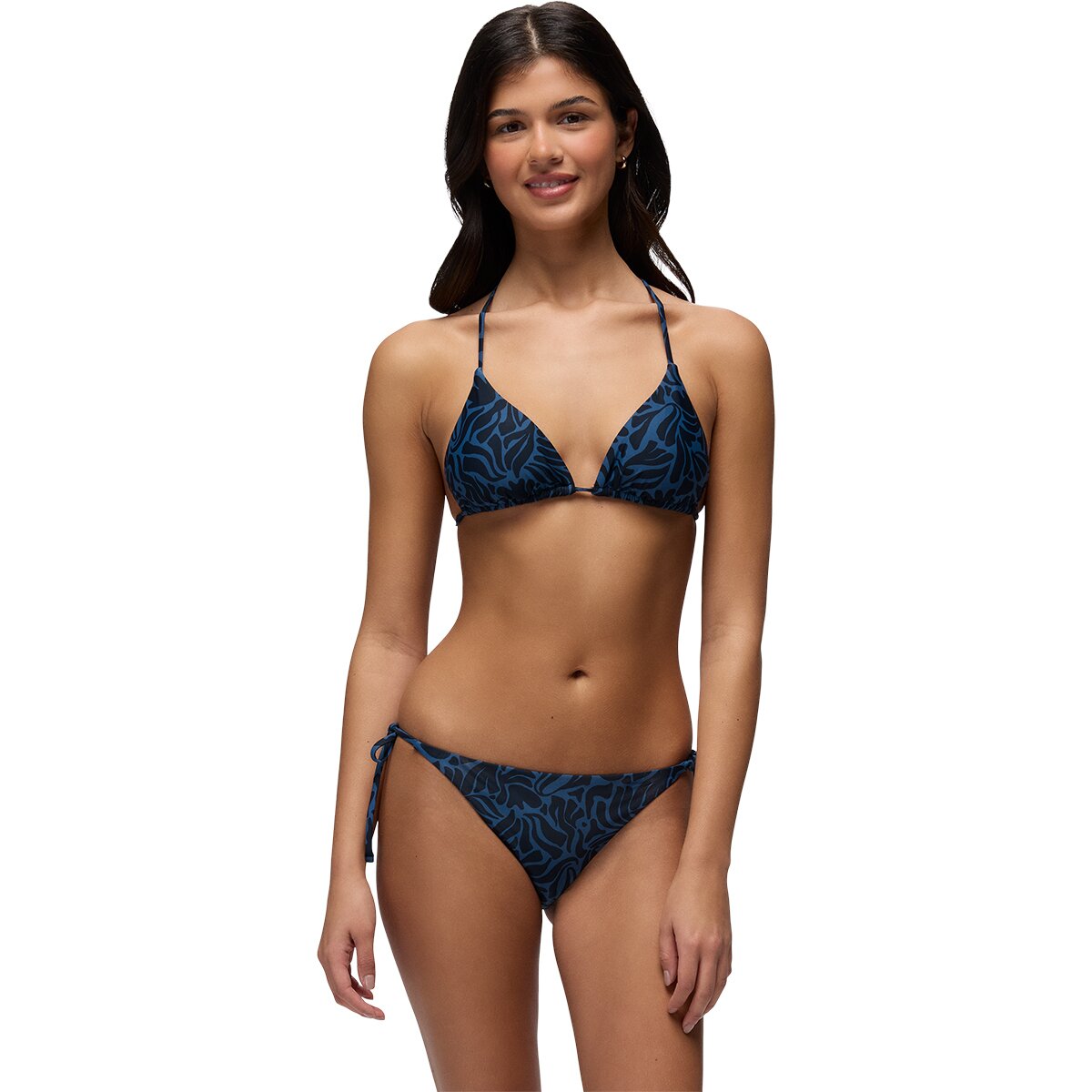 prAna Women's Hana Highway Triangle Bikini Top in Black Seaweed - Size: XL