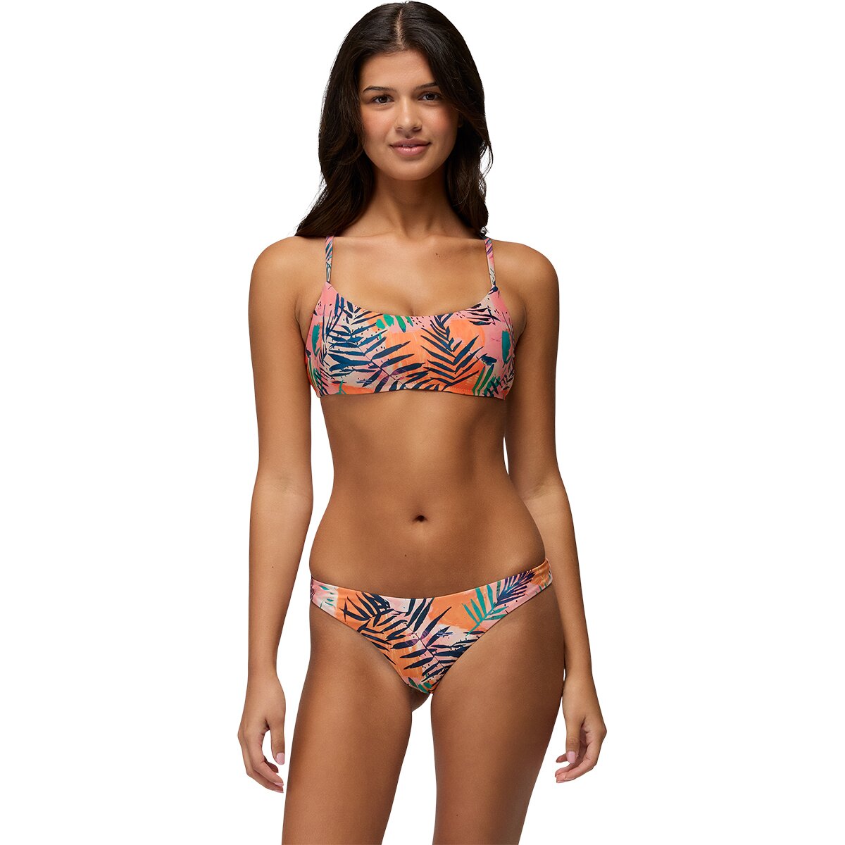 prAna Women's Lahari Classic Bikini Bottom in Papaya Island Fever - Size: Large