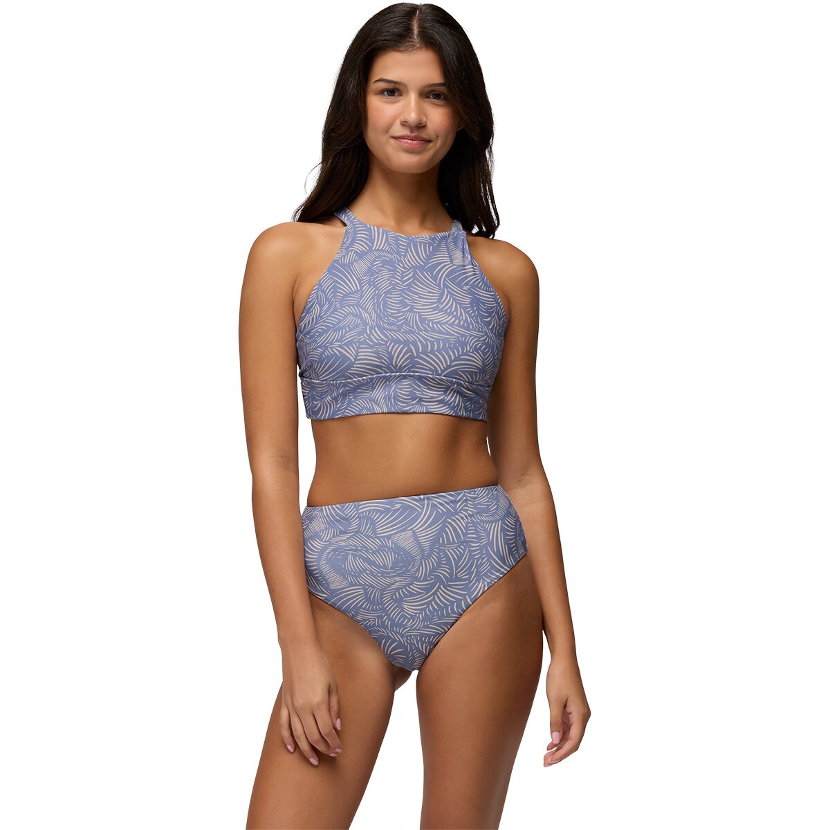 prAna Women's Lahari High Rise Bikini Bottom in Taro Currents - Size: Medium