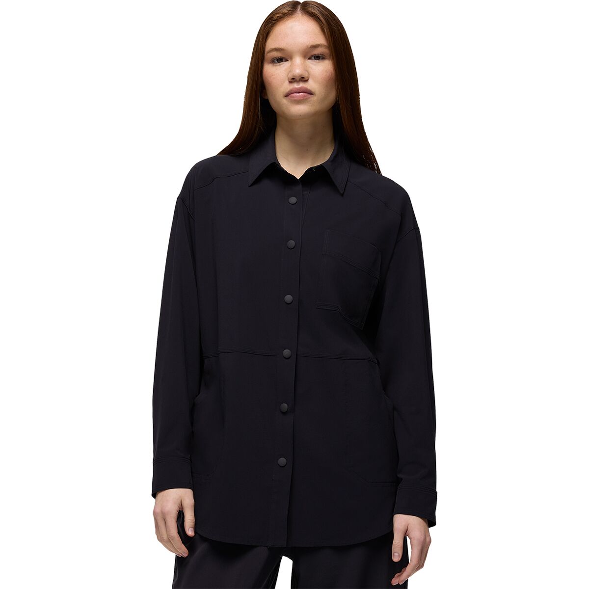 prAna Women's Railay Oversized Button Down Shirt in Black - Size: Large