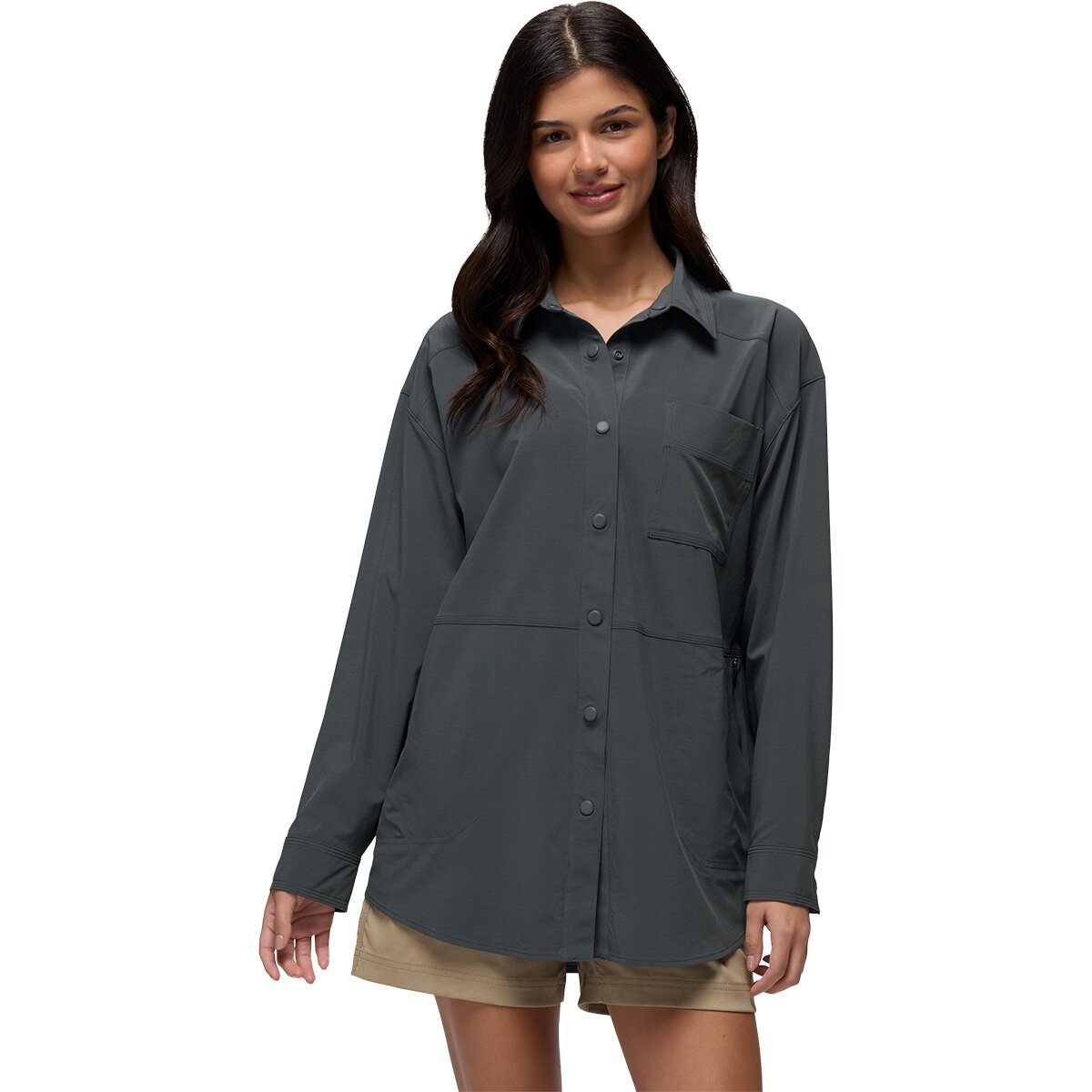 prAna Women's Railay Oversized Button Down Shirt in Thundercloud - Size: Medium