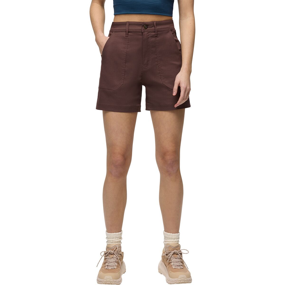 prAna Women's Stretch Zion 3in Cargo Short in Mocha - Size: 8