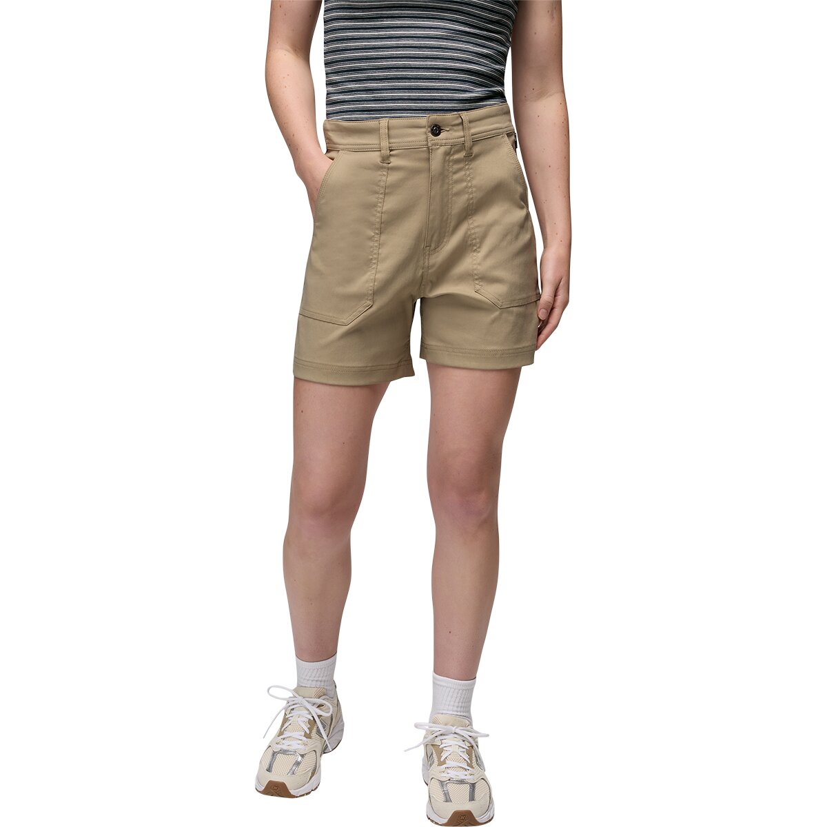 prAna Women's Stretch Zion 3in Cargo Short in Sandbar - Size: 8