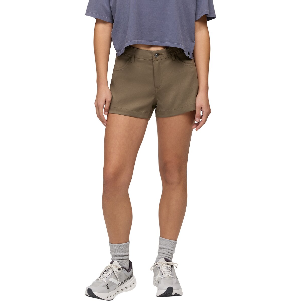 prAna Women's Stretch Zion Halle 5in Short in Mud - Size: 0