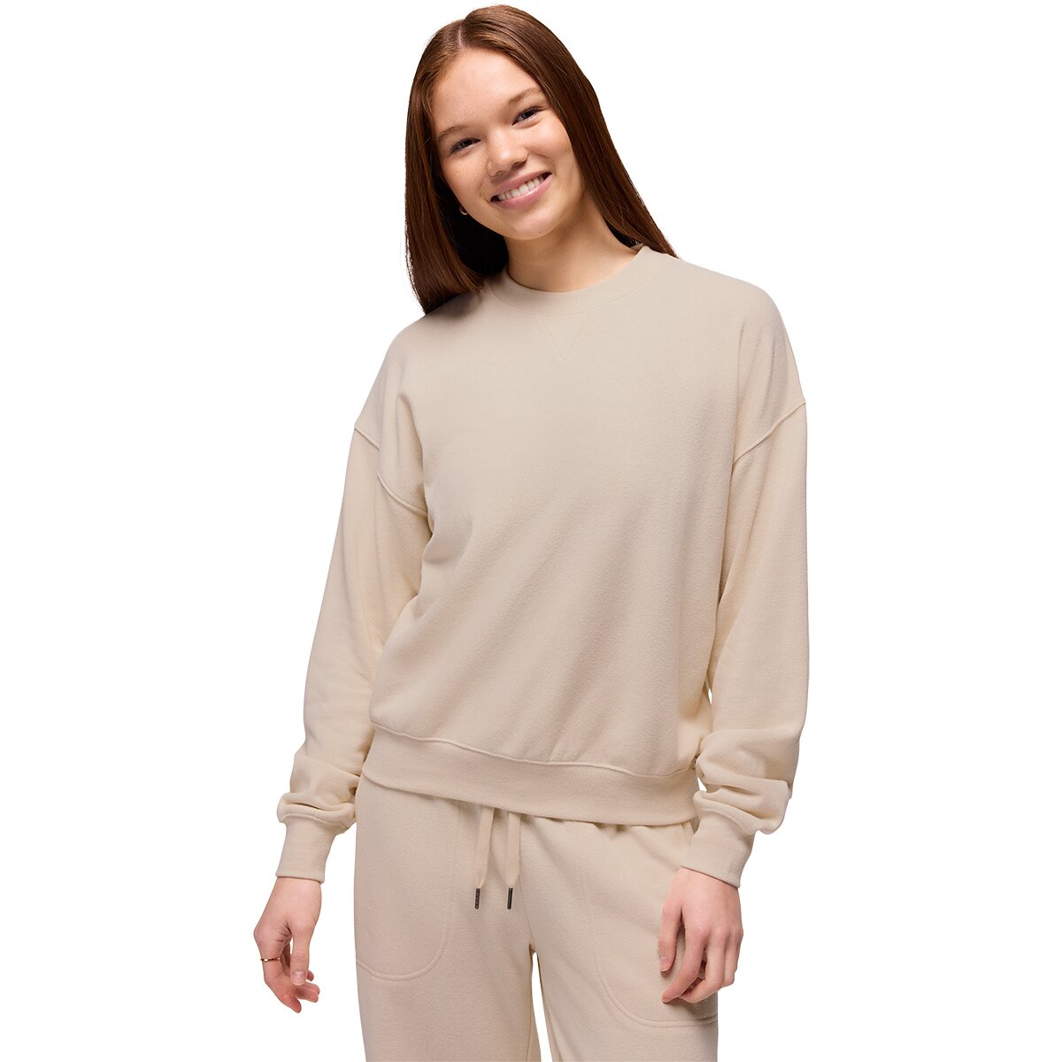 prAna Women's Cozy Up Crew Sweatshirt in Canvas Heather - Size: Large