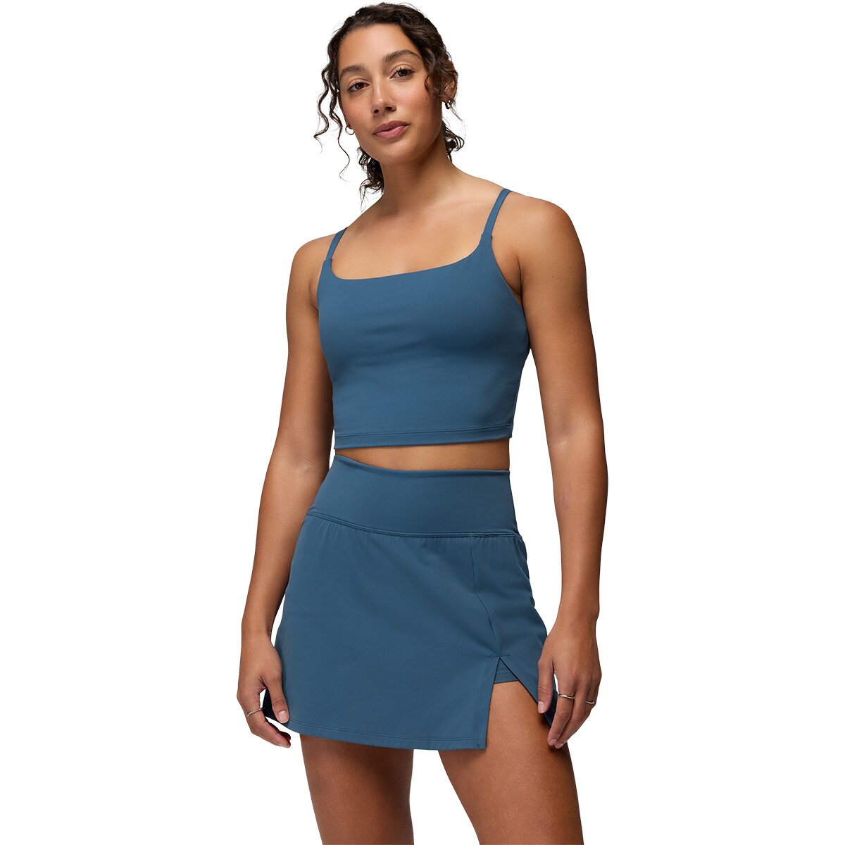 prAna Women's Luxara Longline Bra in Bluff Blue - Size: Small