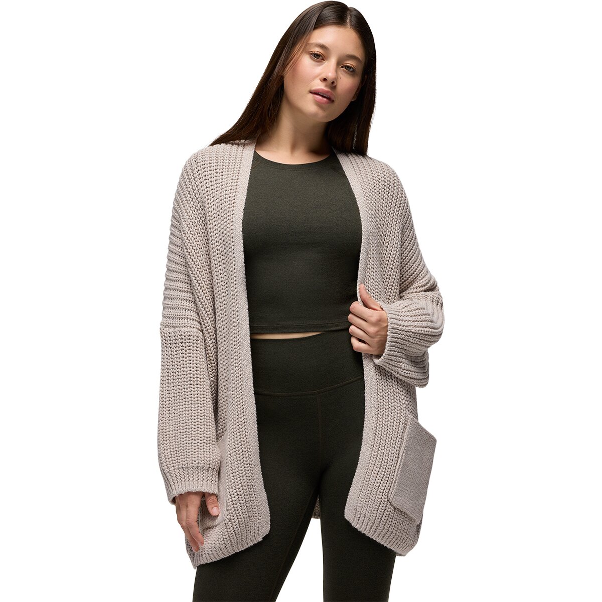 Prana prAna Women's Sunday River Long Cardigan in Almond - Size: Small - $70.77 at SteepandCheap.com