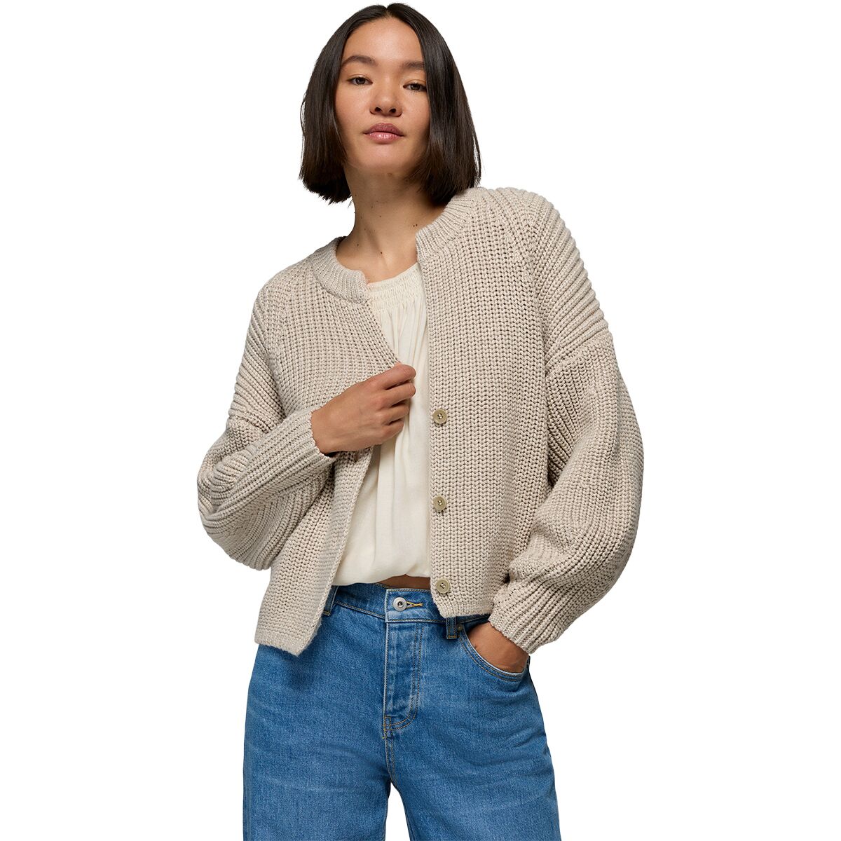 prAna Women's Sunday River Short Cardigan in Almond - Size: XS