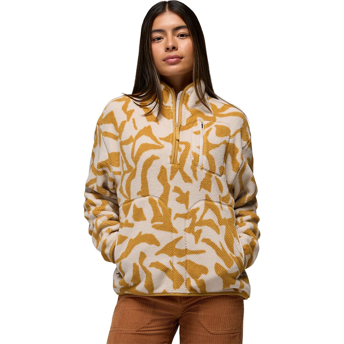 prAna Women's Tuff Fluff 1/2-Zip Pullover in Dijon Freestyle - Size: Small