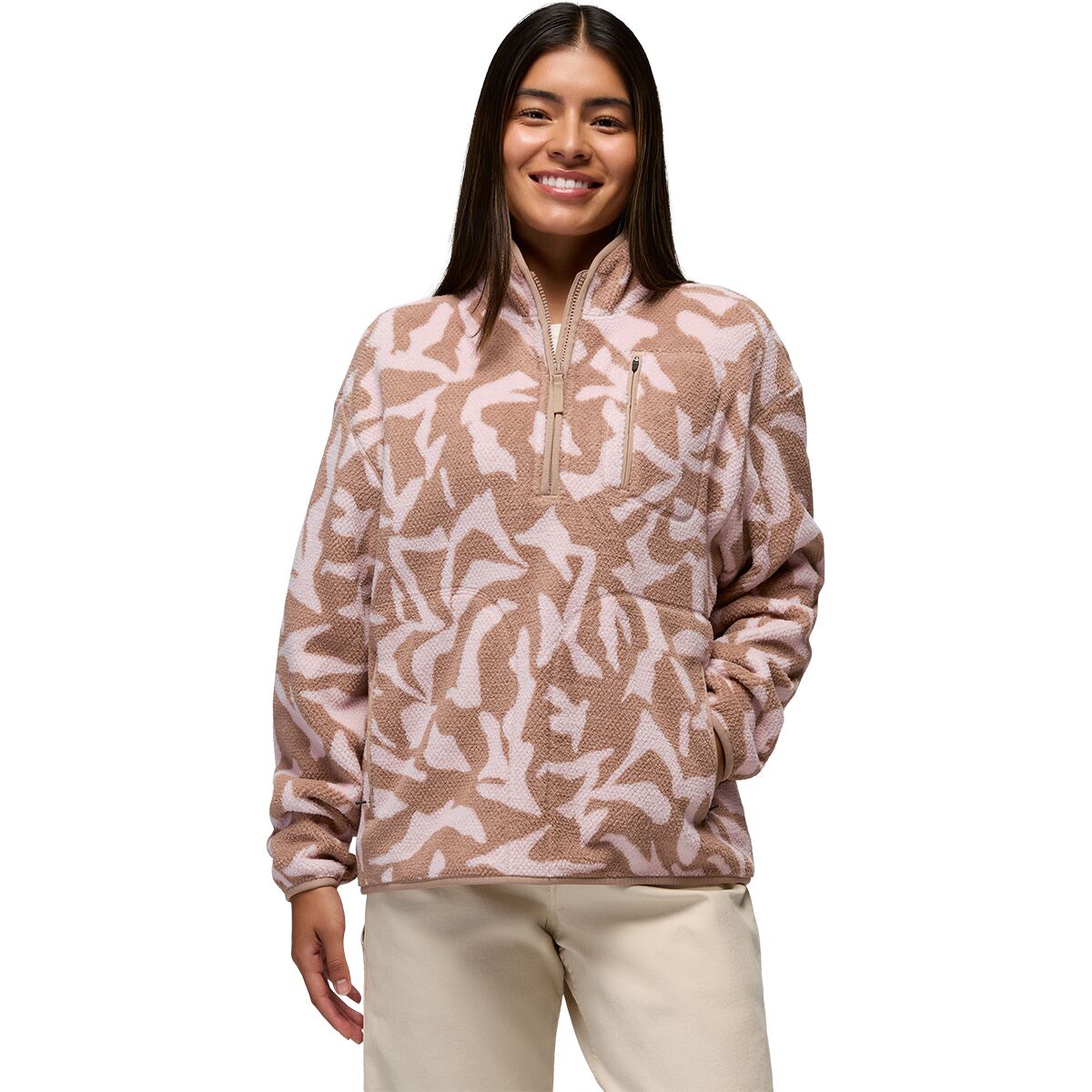 prAna Women's Tuff Fluff 1/2-Zip Pullover in Shroom Freestyle - Size: XS
