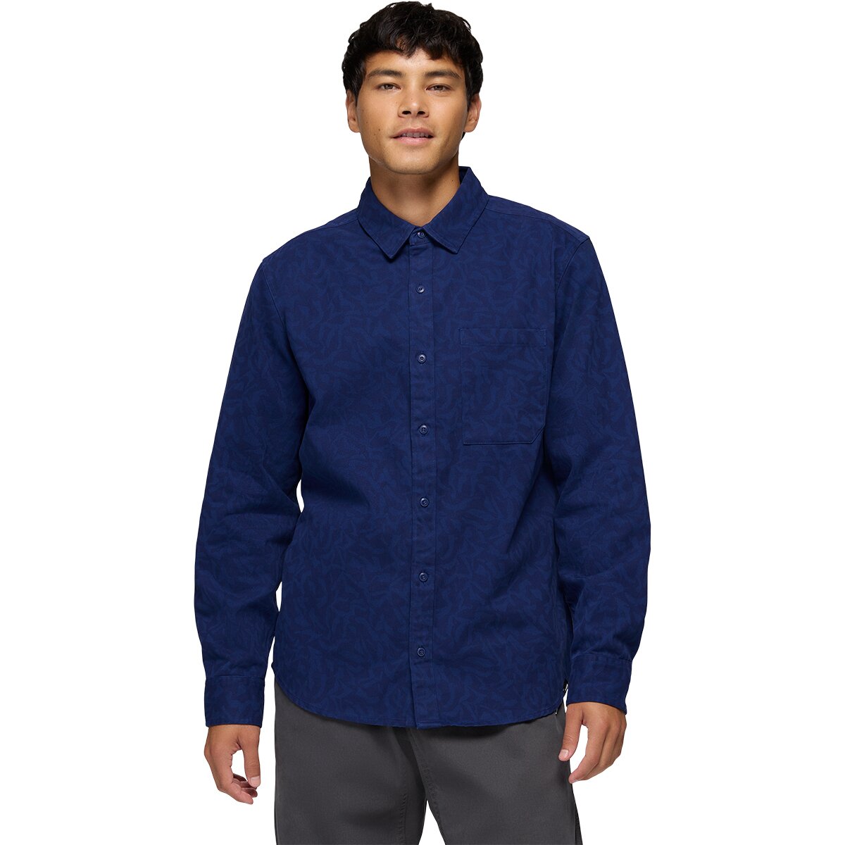 prAna Men's Arbored Long-Sleeve Shirt in Capulet Blue Freestyle - Size: Small