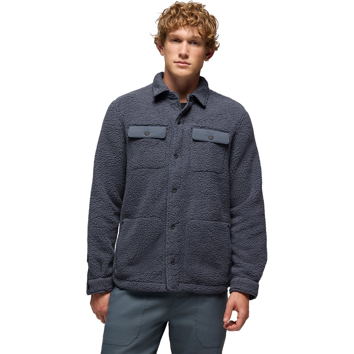 prAna Men's Encinitas Fleece Shacket in Thundercloud - Size: Large