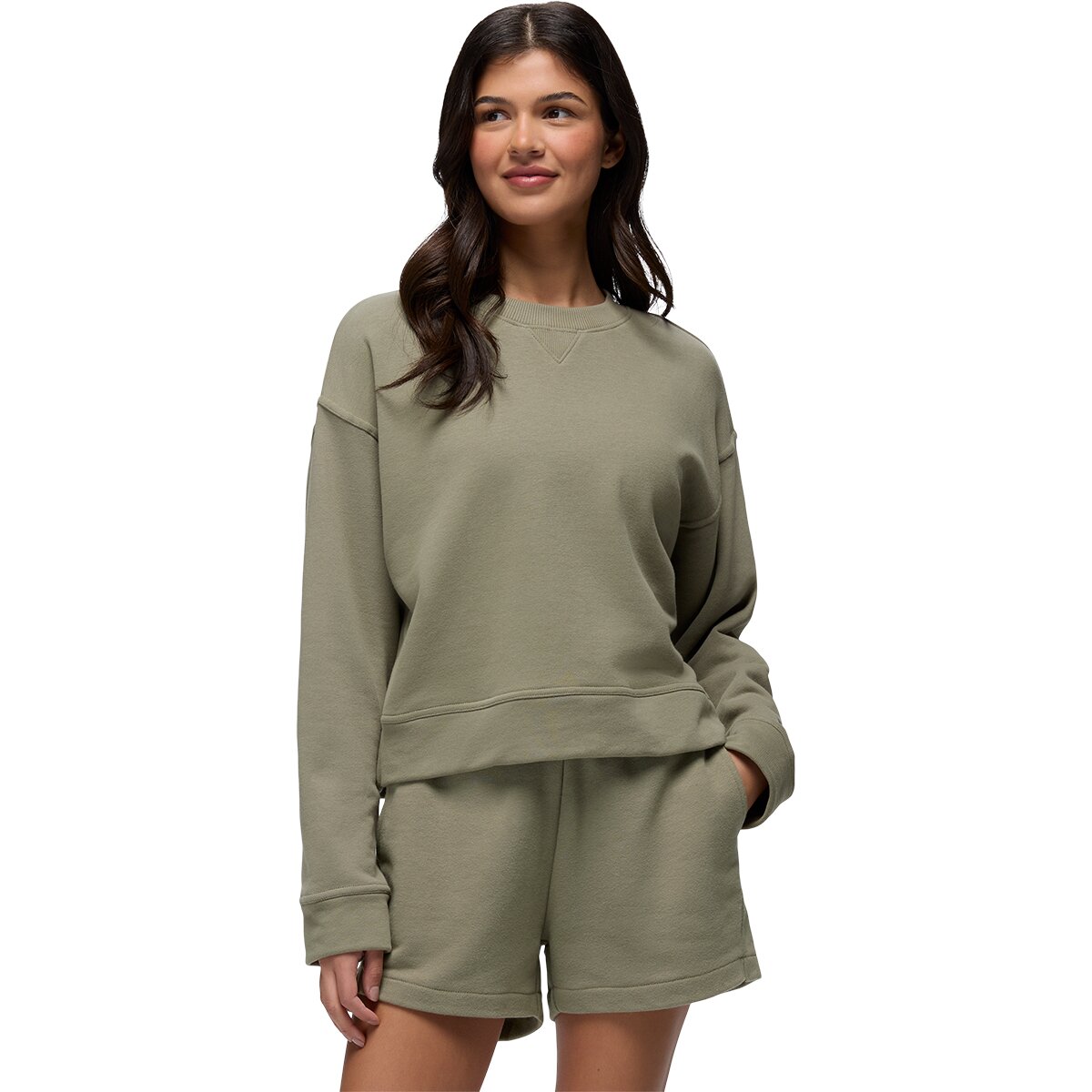 prAna Women's DreamTerry Crew Sweatshirt in Sage - Size: XS