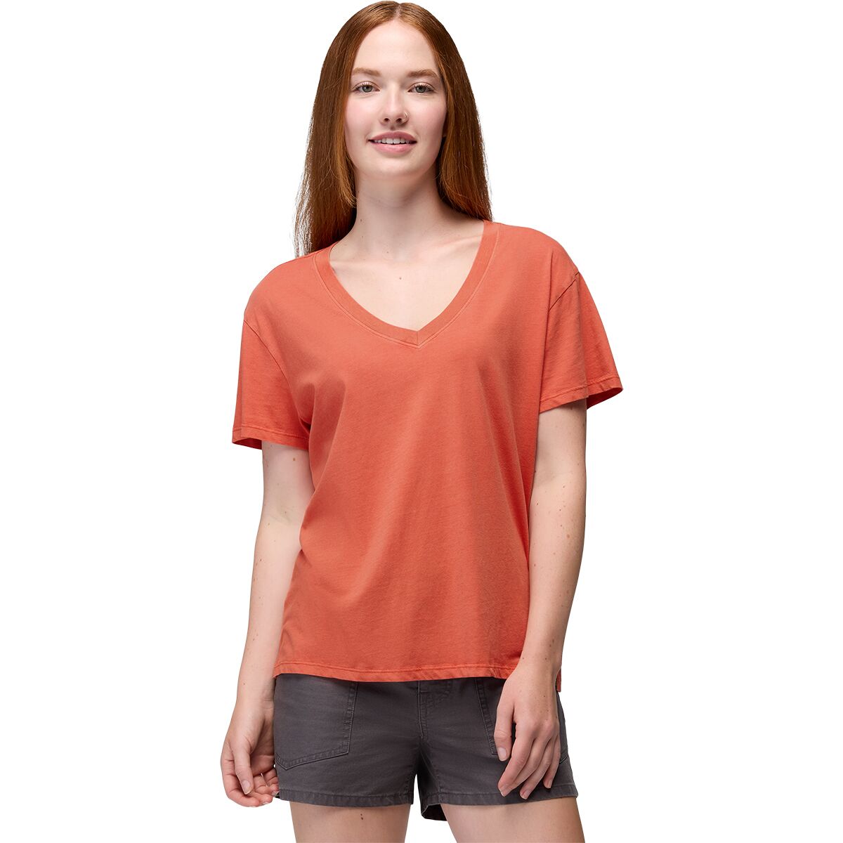 prAna Women's Everyday V-Neck T-Shirt in Lychee - Size: Small