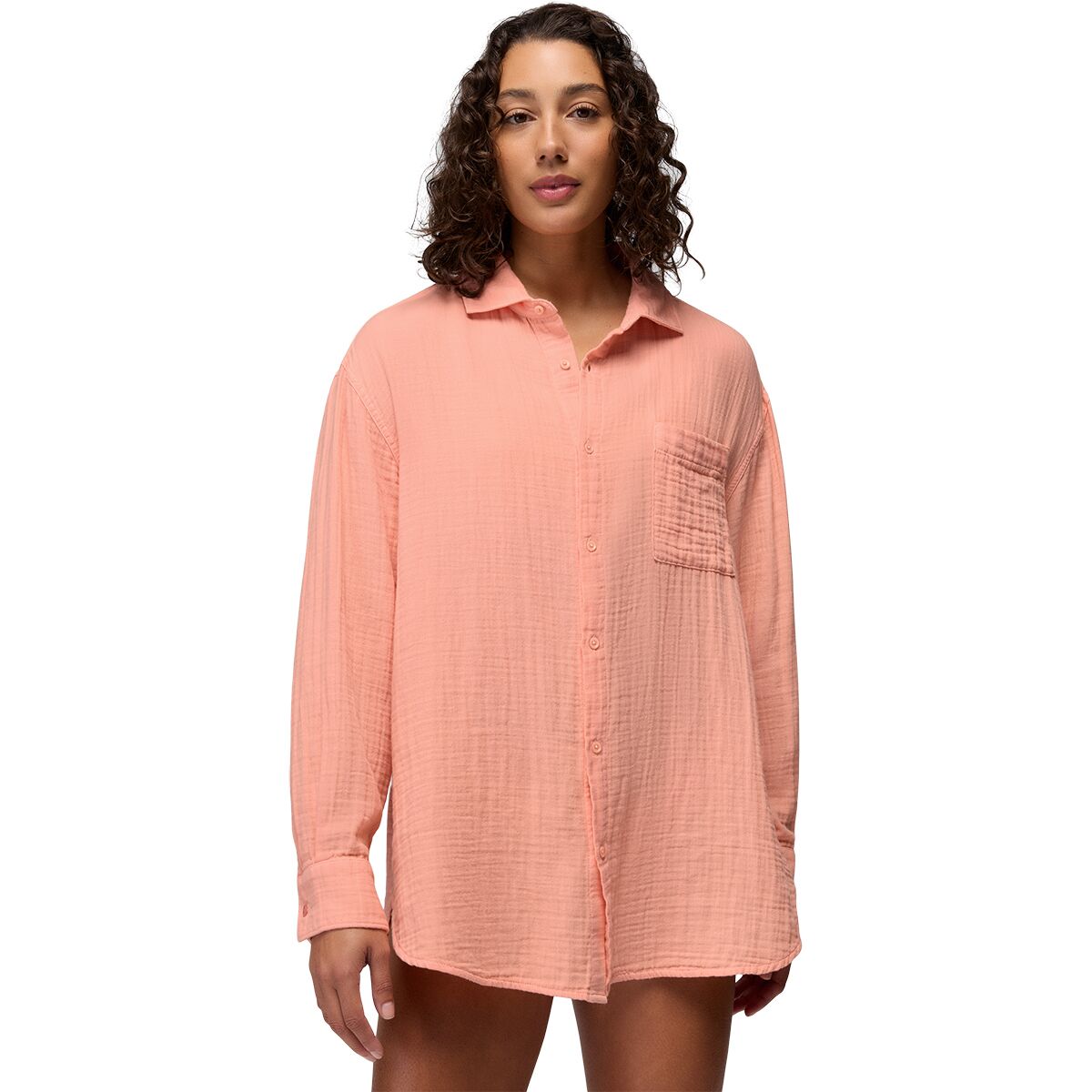 prAna Women's Hideaways Button Down Top in Soft Guava - Size: Medium