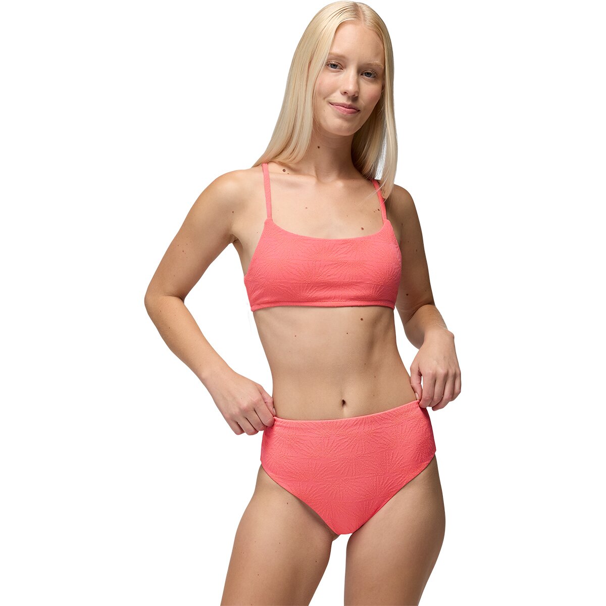 prAna Women's Lahari Sunburst HR Bikini Bottom in Guava Pop - Size: Medium