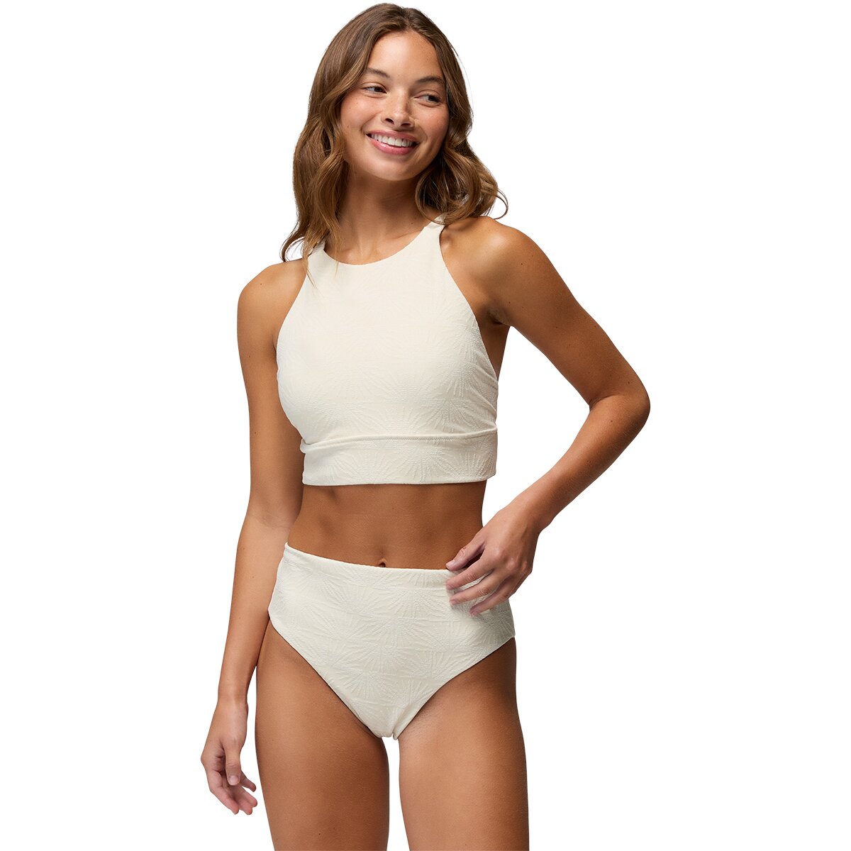 prAna Women's Marine Street Sunburst Bikni Top in Beach Pebble - Size: Small