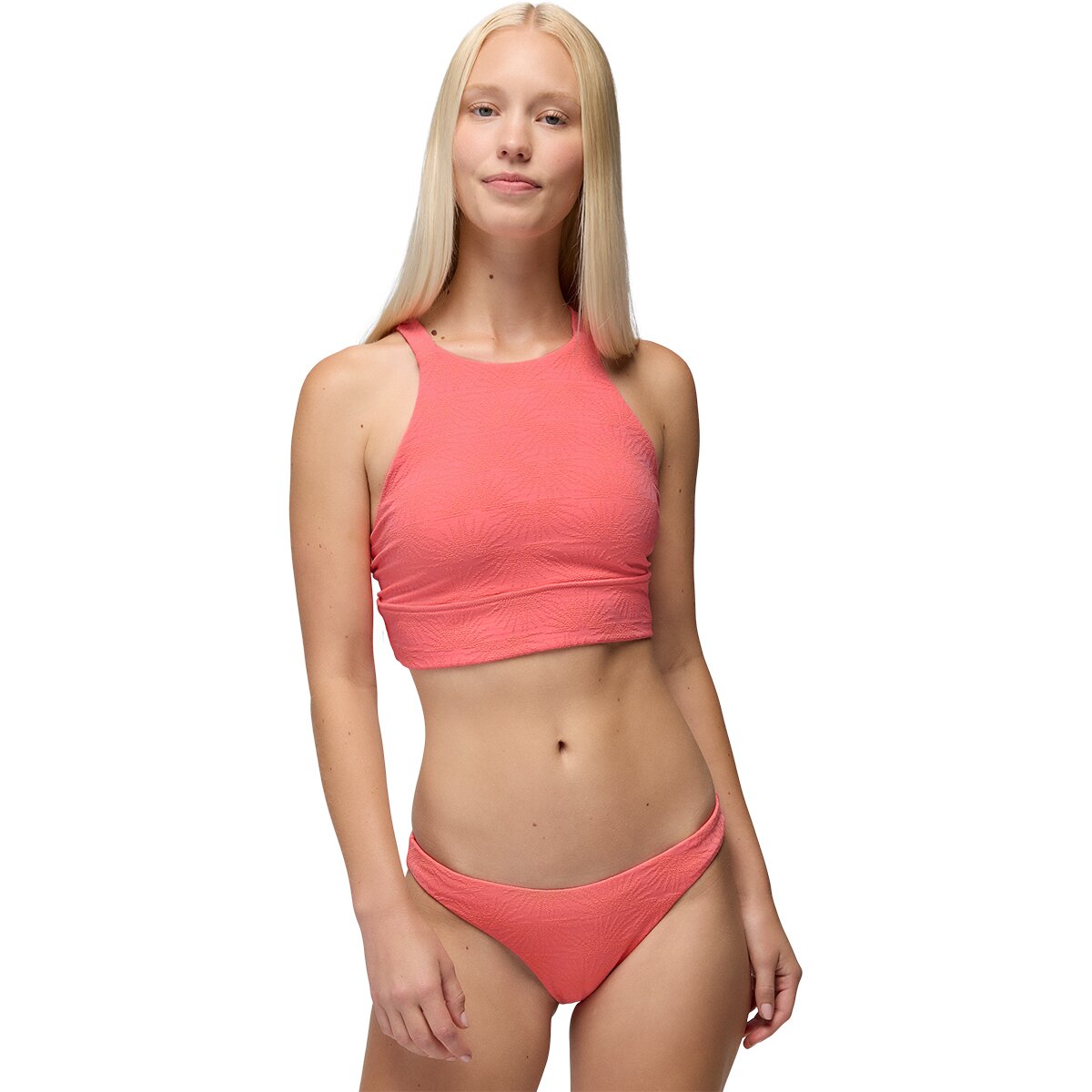 prAna Women's Marine Street Sunburst Bikni Top in Guava Pop - Size: Medium