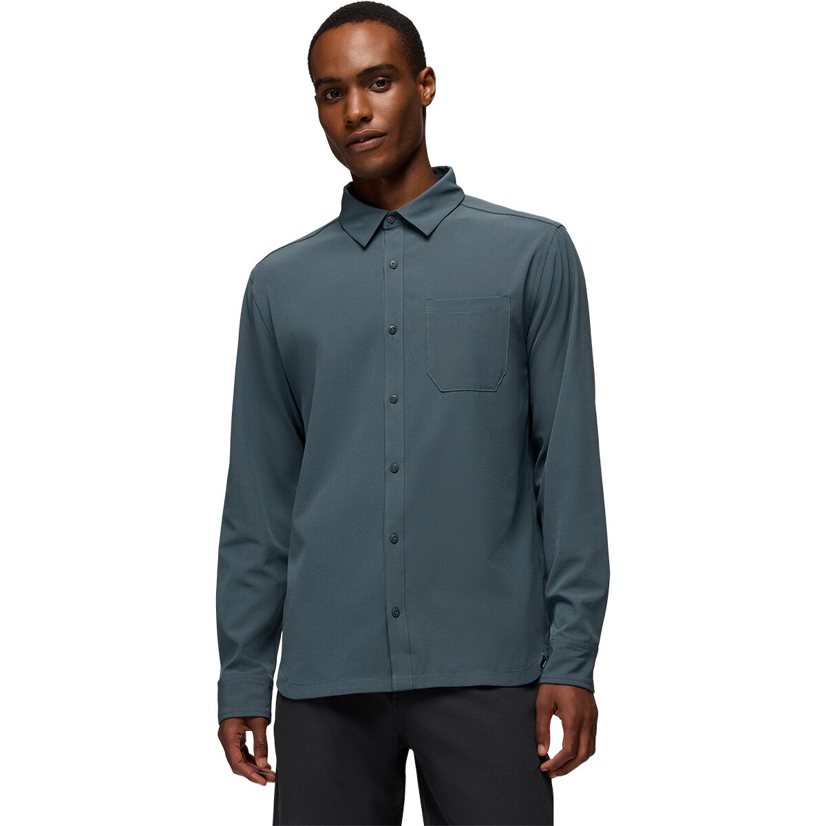 prAna prAna Men's Hybridizer Long-Sleeve Shirt in Grey Blue - Size: Small - $44.00 at Steep and Cheap