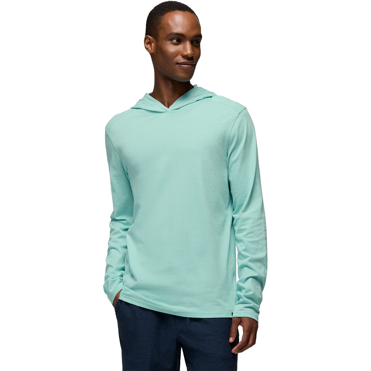 prAna Men's Long-Sleeve Hooded T-Shirt in Sea Glass - Size: Large