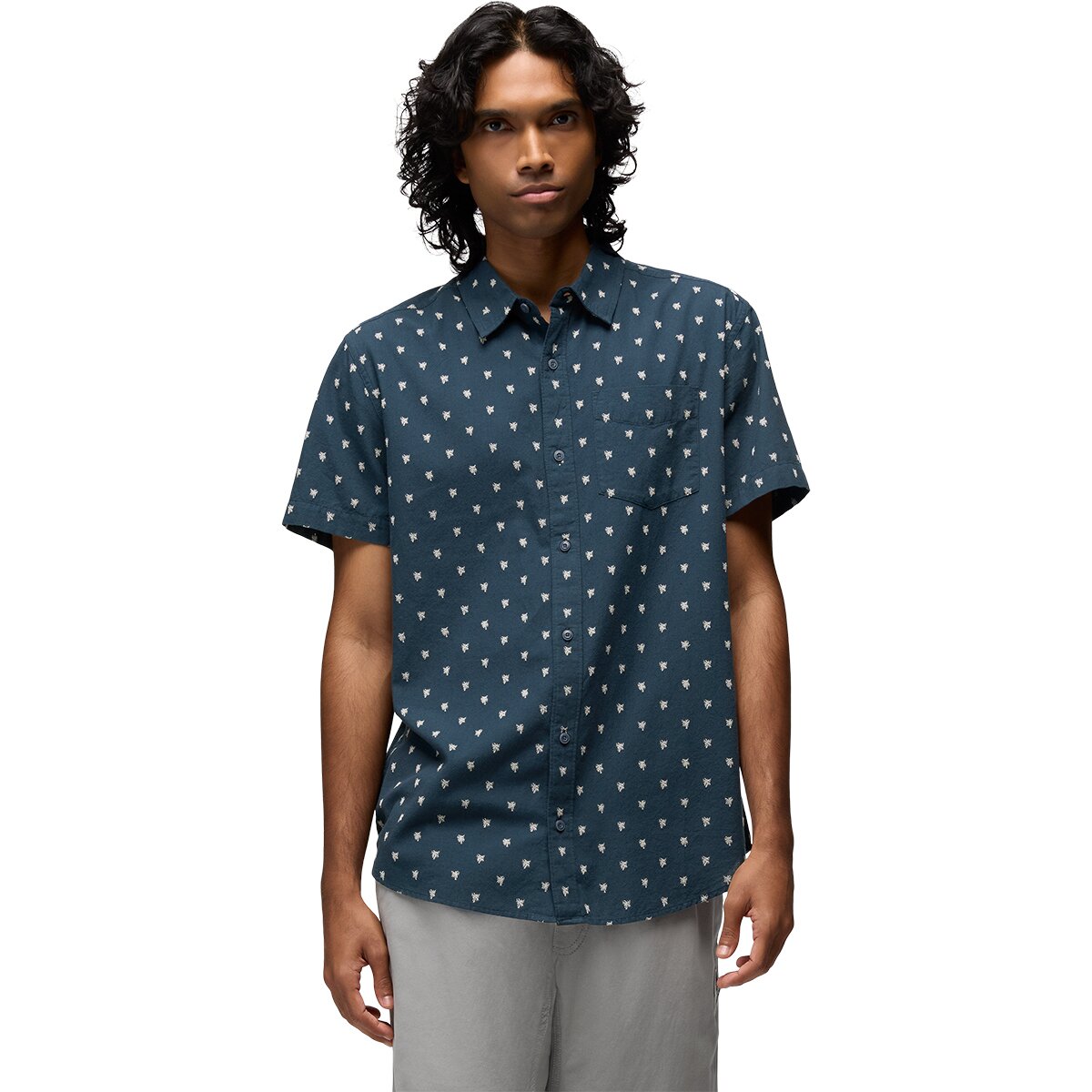 prAna Men's Metador Short-Sleeve Shirt in Nautical Palm Trees - Size: XL