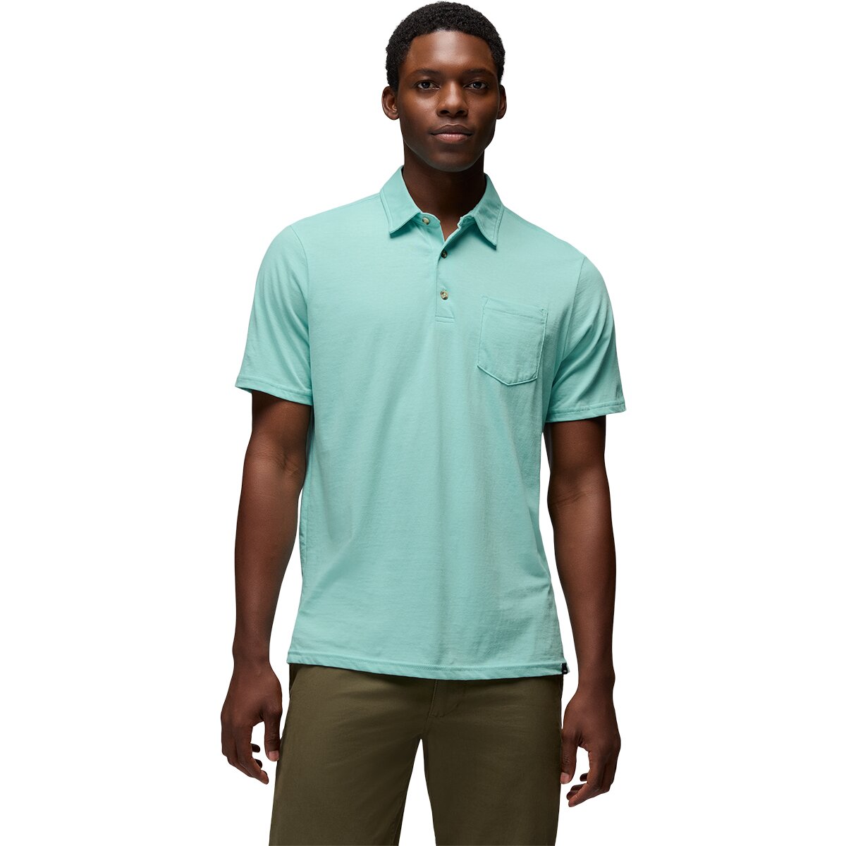 prAna Men's Short-Sleeve Polo Shirt in Sea Glass - Size: XXL