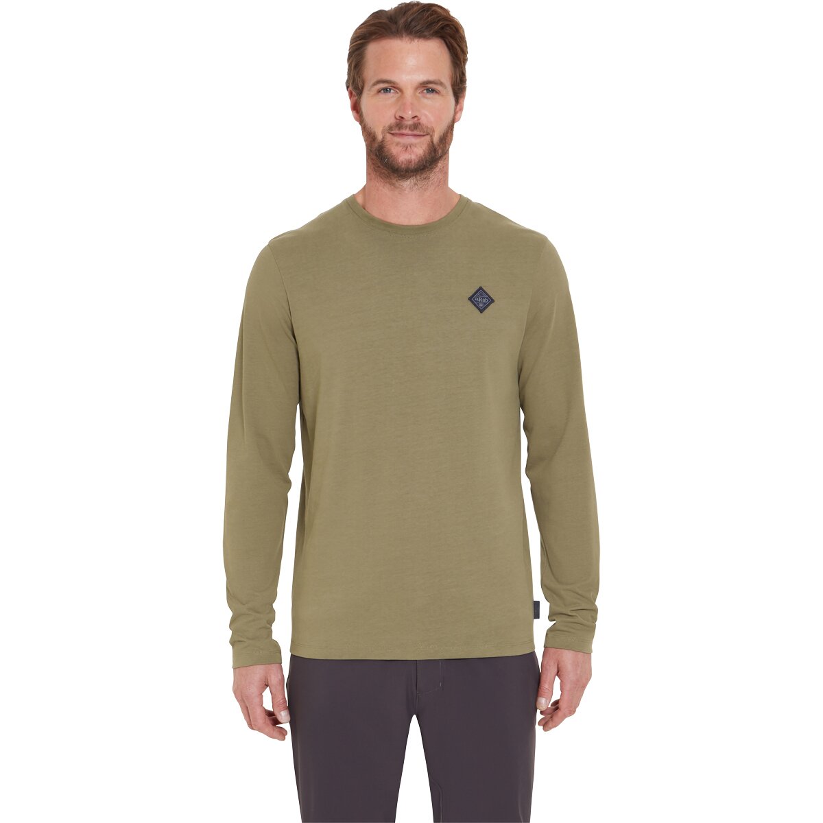 Rab Men's Basecamp Logo Badge Long-Sleeve T-Shirt in Light Khaki - Size: Medium
