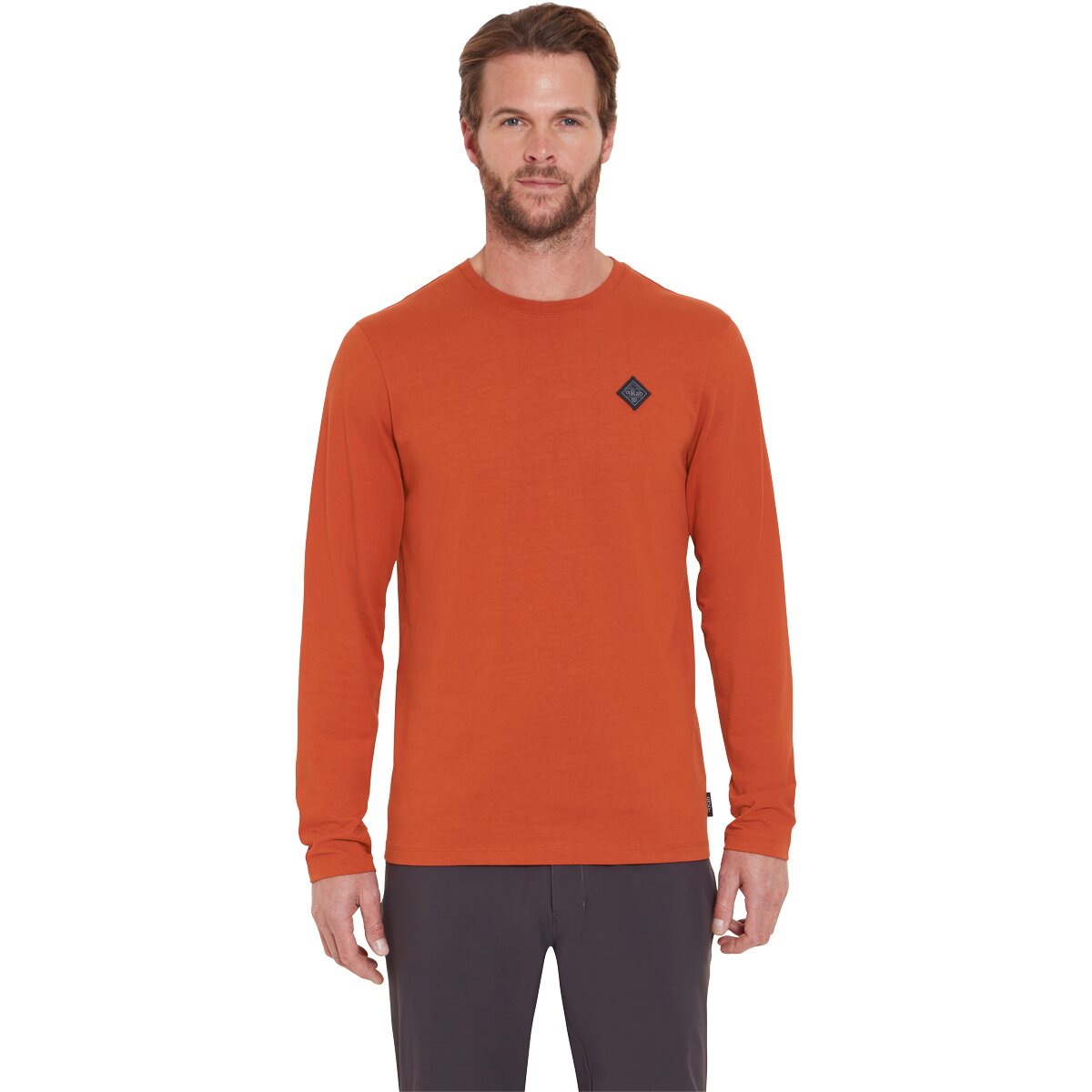 Rab Men's Basecamp Logo Badge Long-Sleeve T-Shirt in Red Clay - Size: Medium