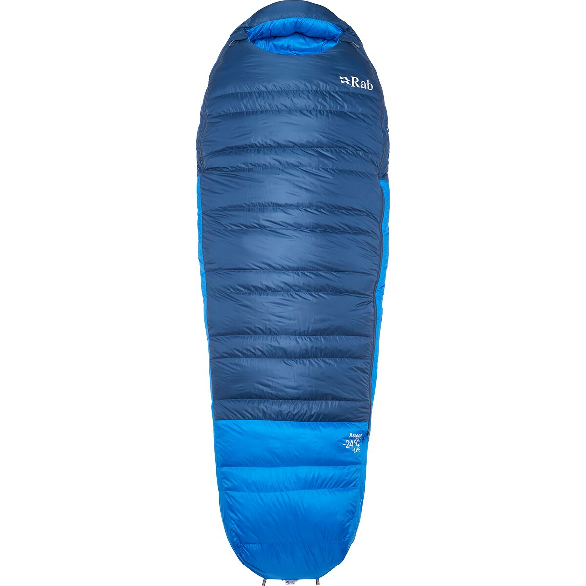 Rab Ascent Sleeping Bag: -11F Down in Tempest Blue / Maya Blue - Size: Regular/Left Zip
