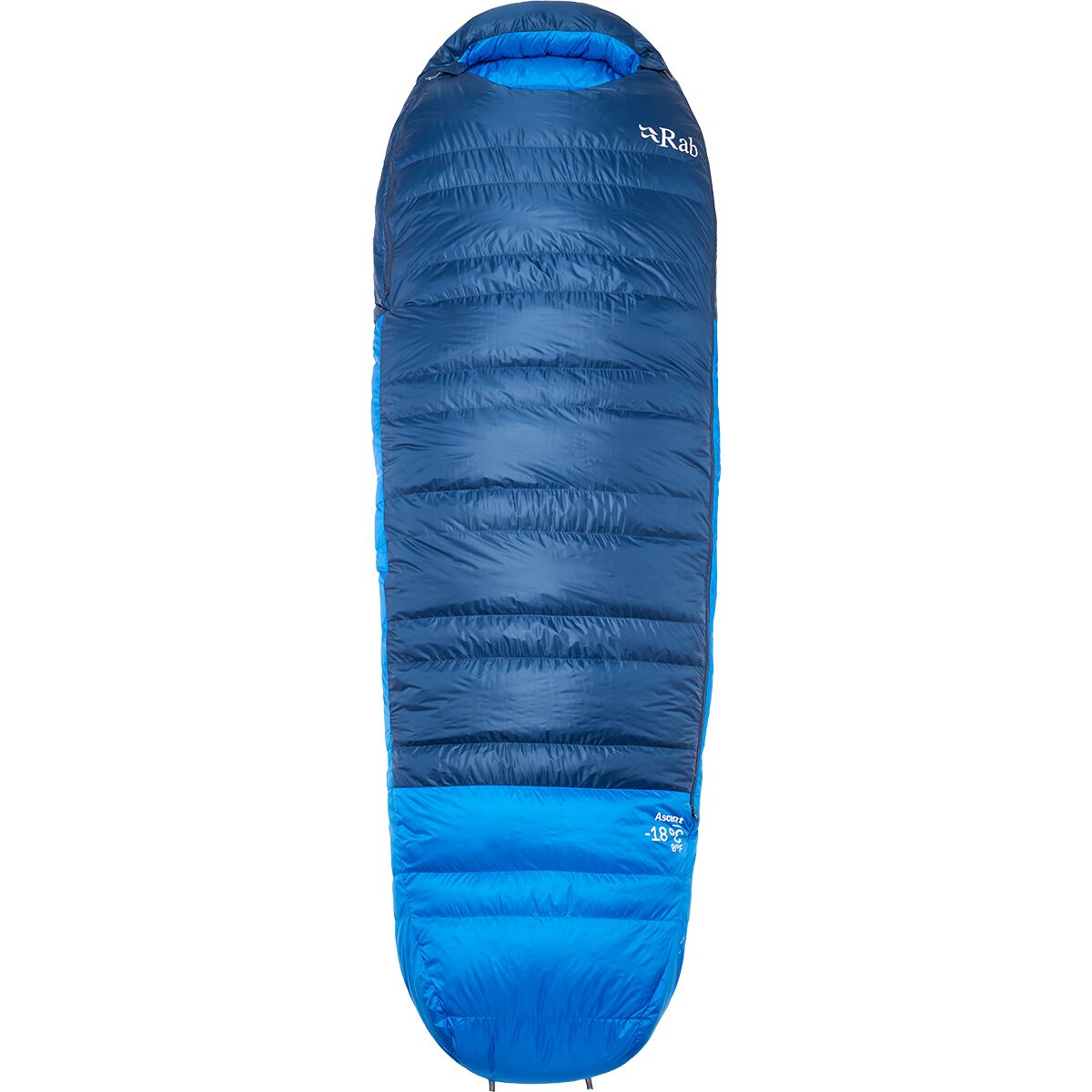 Rab Ascent Sleeping Bag: 0F Down in Tempest Blue / Maya Blue - Size: Long/Left Zip