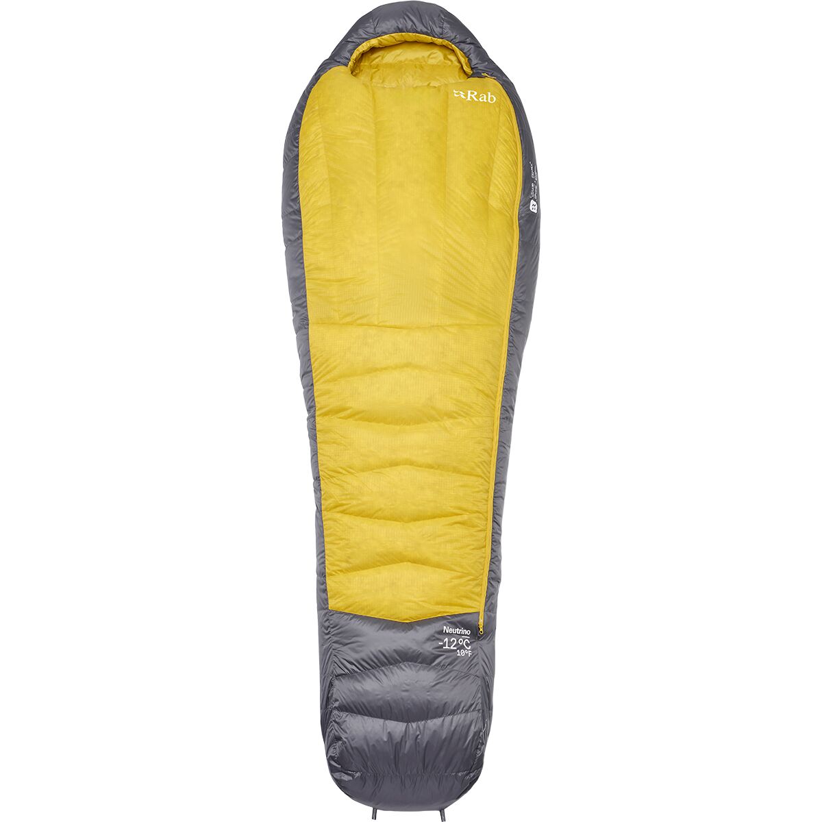 Rab Neutrino Sleeping Bag: 10F Down in Graphene / Dark Pollen - Size: Regular/Left Zip