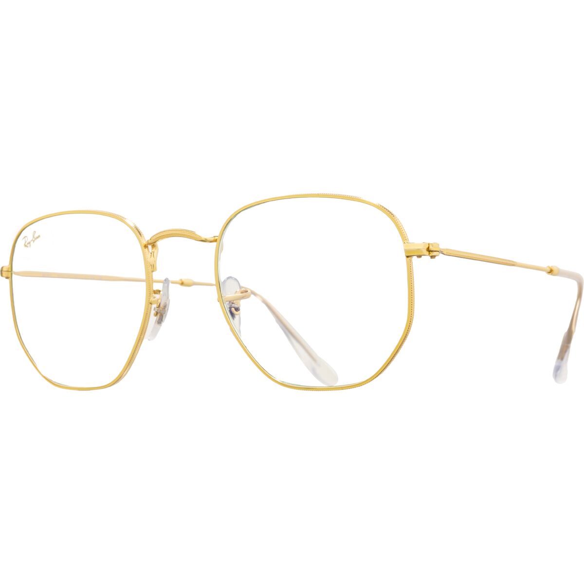 Ray-Ban Hexagonal Sunglasses in Legend Gold / Clear / Blue Light Filter - Size: 51