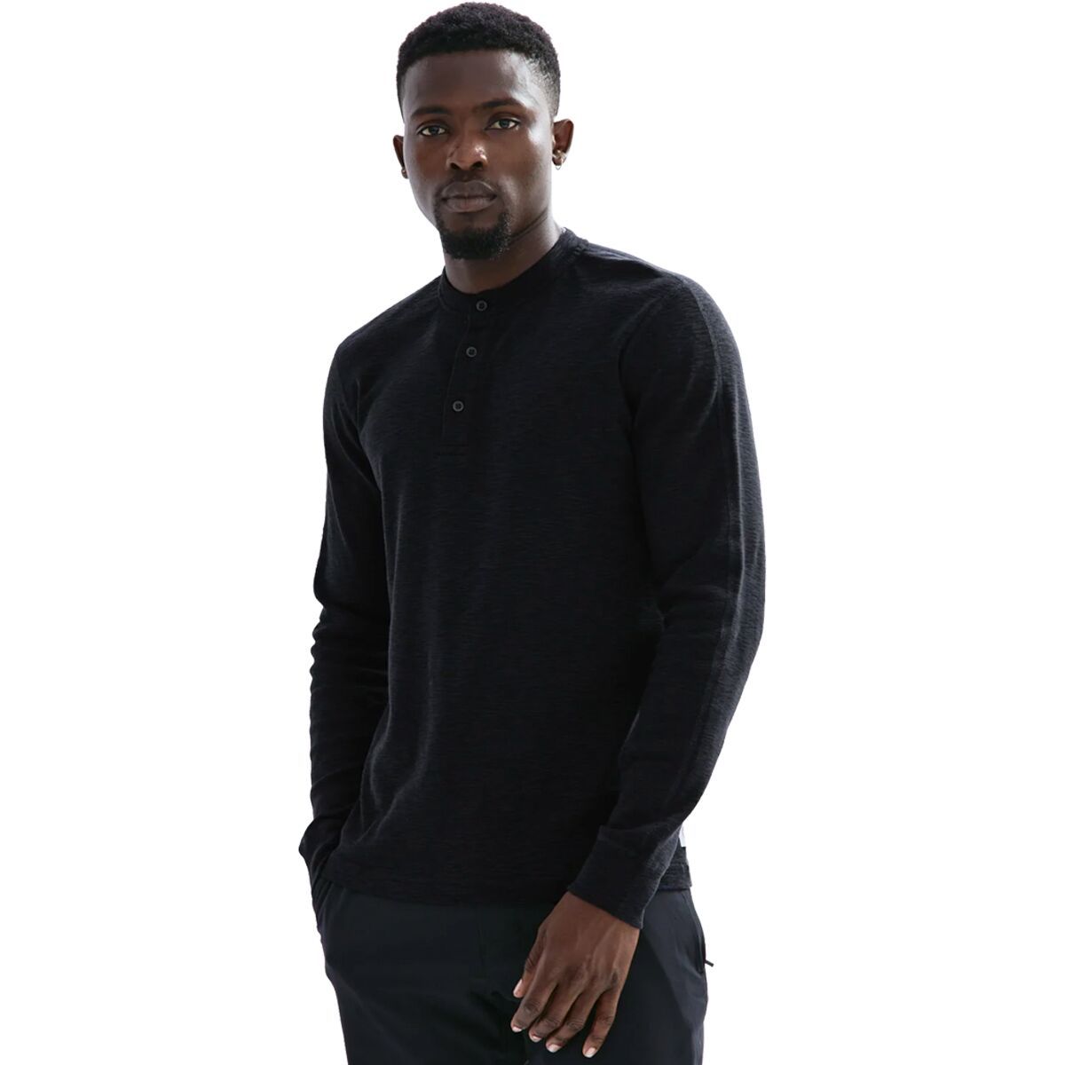 Reigning Champ Men's Henley 1X1 Slub T-Shirt in Black - Size: Medium