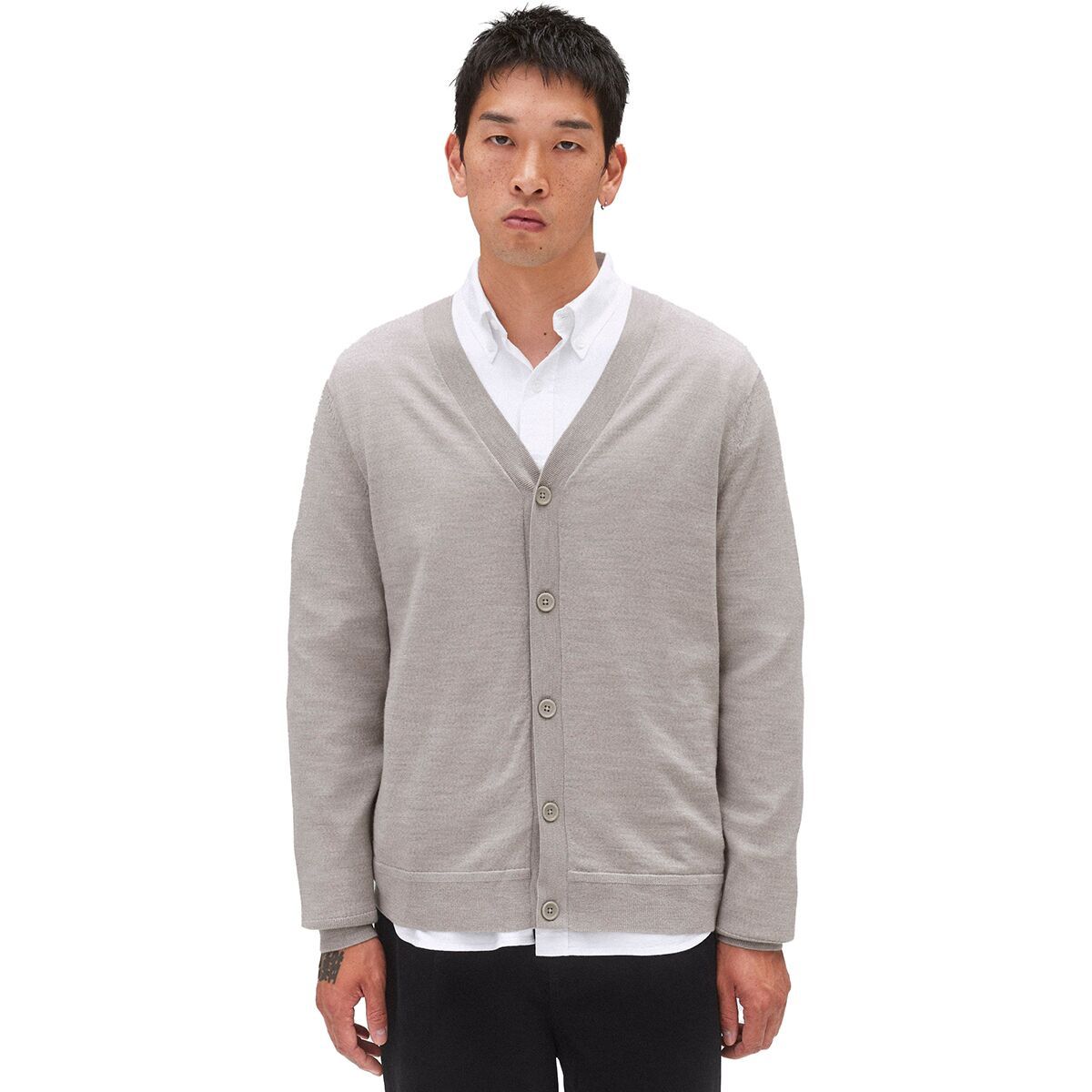 Reigning Champ Men's Lightweight Merino Harry Cardigan in Dove - Size: Medium