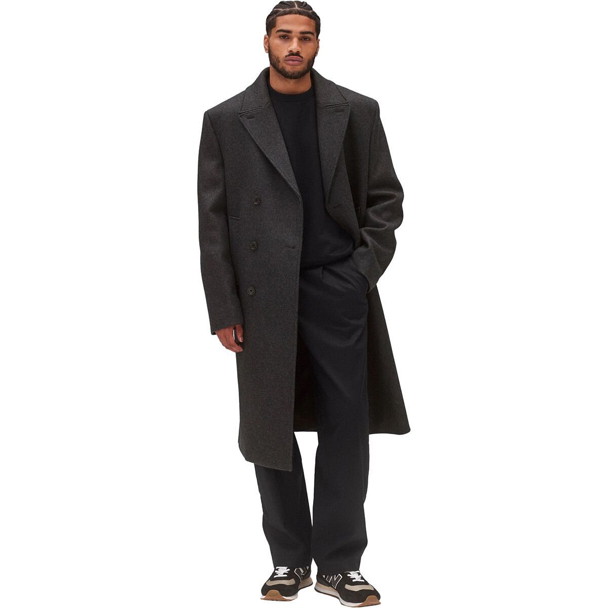 Reigning Champ Men's Wool Cashmere Polo Coat in Hcharcoal - Size: XL