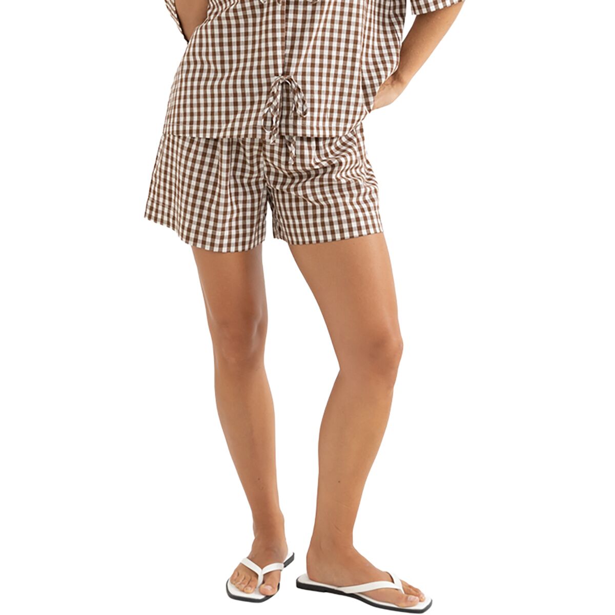 Rhythm Women's Birdie Gingham Short in Brown - Size: US 8/EU 12