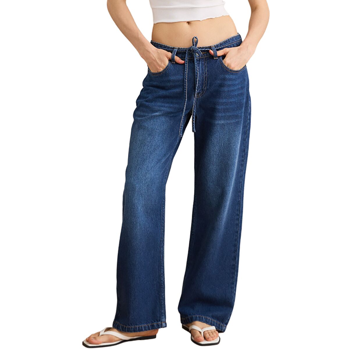 Rhythm Women's Charlie Low-Rise Denim Jean in Dark Denim - Size: 4