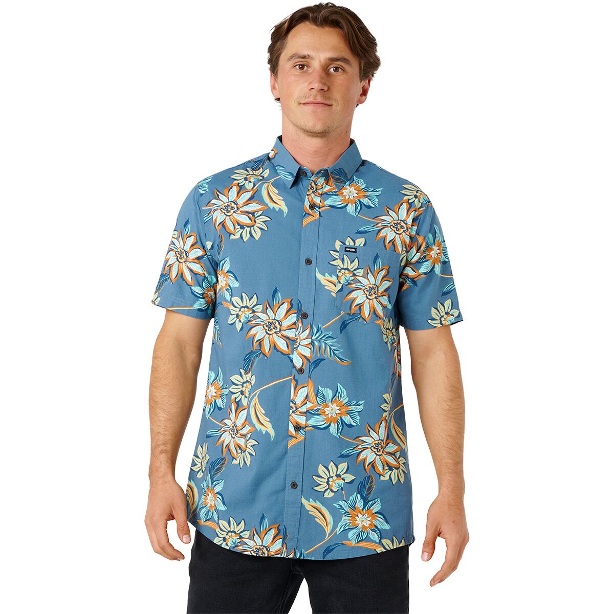 Rip Curl Men's Sessions Short-Sleeve Shirt in Bluefin - Size: XL