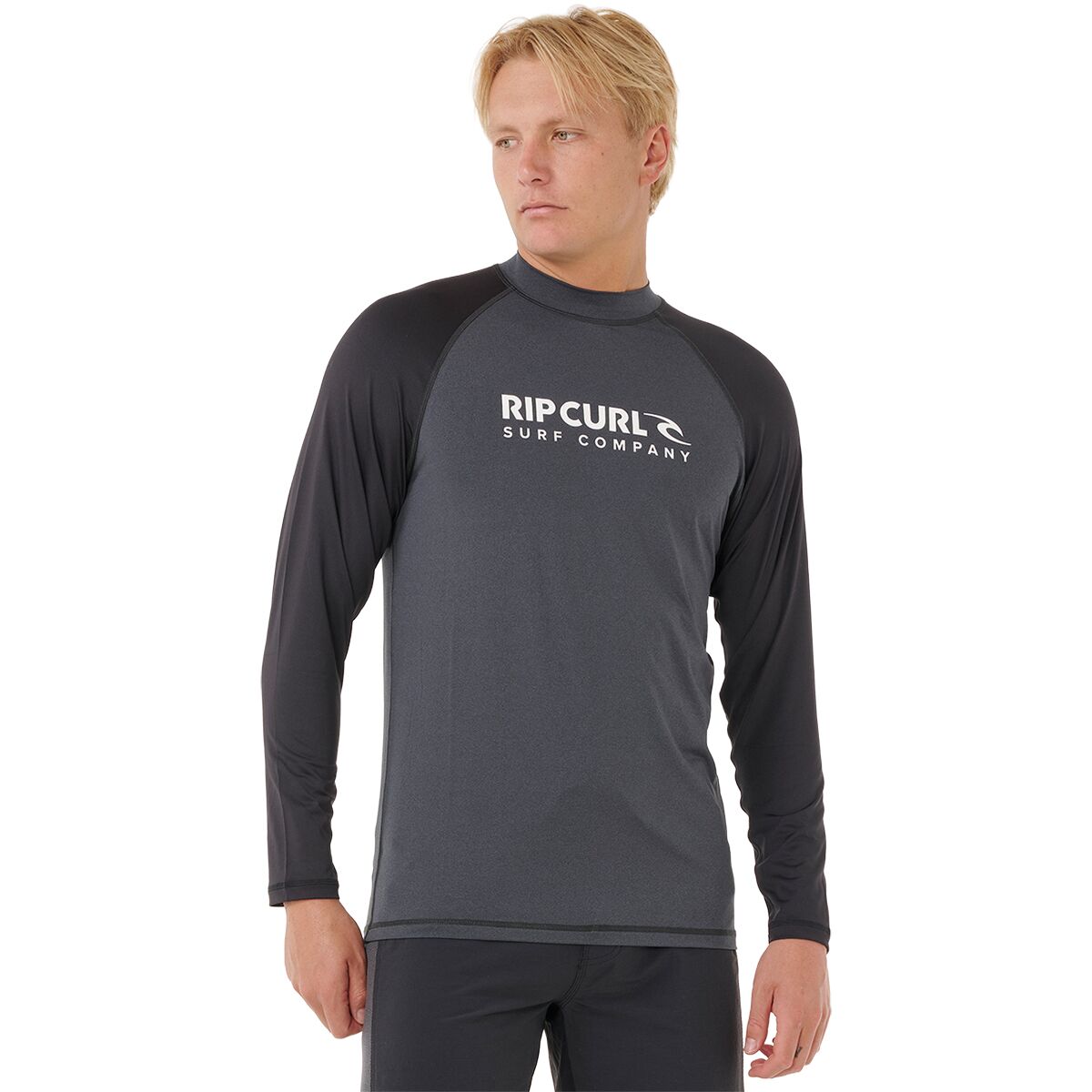 Rip Curl Men's Shock UPF Long-Sleeve Rashguard in Black Marle - Size: Small